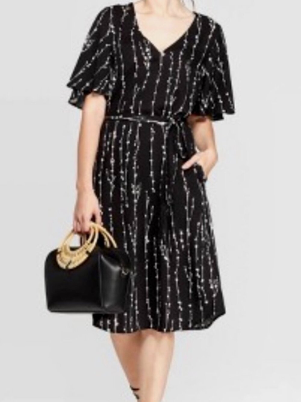 Black & white floral day dress